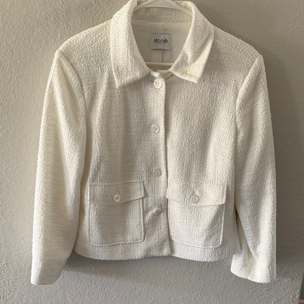 Stoosh Cream Bouclé Button Jacket